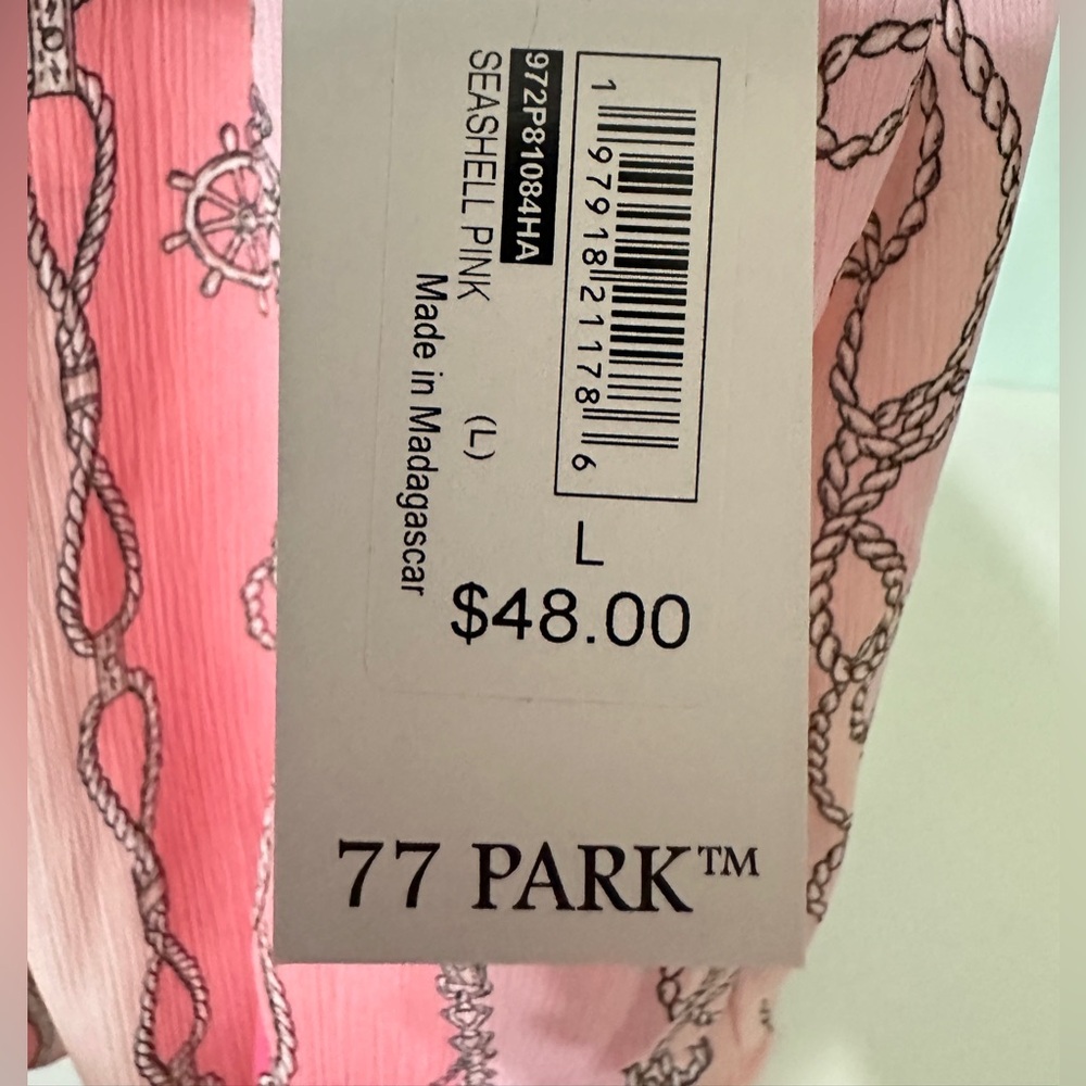 NWT SZ L 77 Park Pink and Coral Patterned Ruffle Blouse - Picture 2 of 7